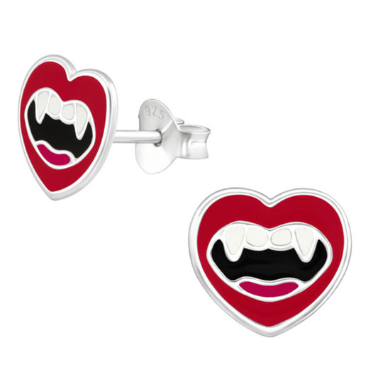 Heart Vampire Fangs Earrings