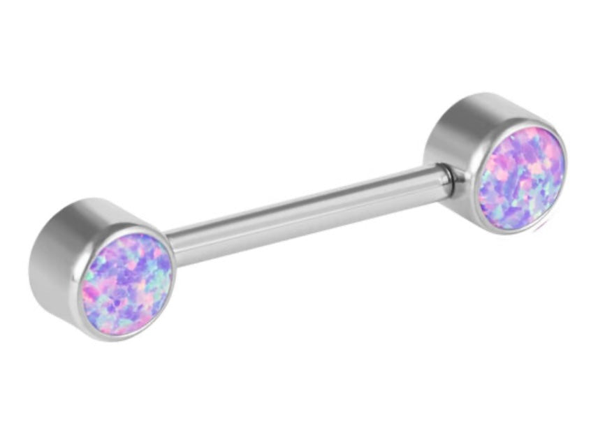 Titanium nipple bar - Lilac lights